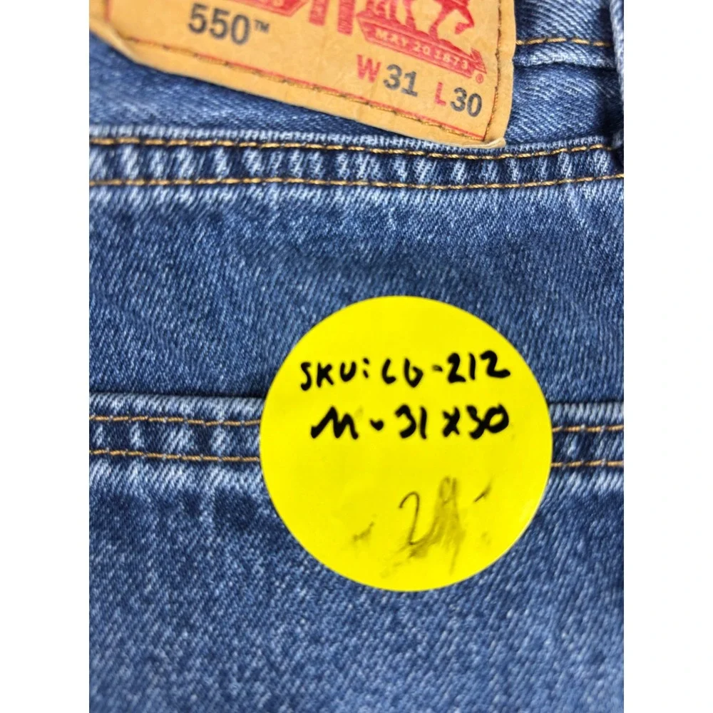 Levis 550 Relaxed Fit  Mens 31x30 Jeans Medium Dark Blue Washed Grungy Denim
